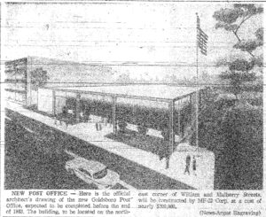 Architect's drawing of the post office