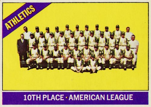 trading card for the Kansas City Athletics, 10th place, American League