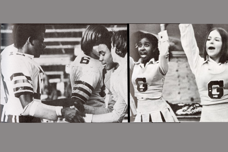 Goldsboro High School football players and cheerleaders